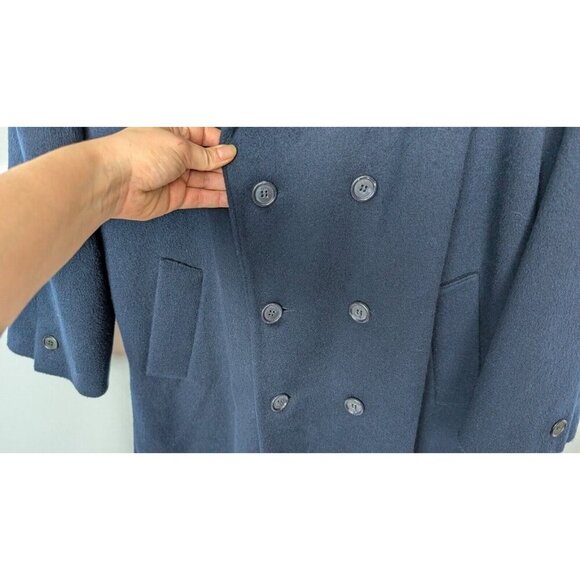 VTG 90s Worthington sz 14 Wool Long Overcoat Peacoat Jacket Midi Double Breasted - Picture 7 of 16